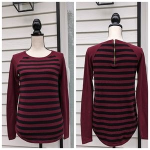 Michael Kors Back Zipper Striped Sweater